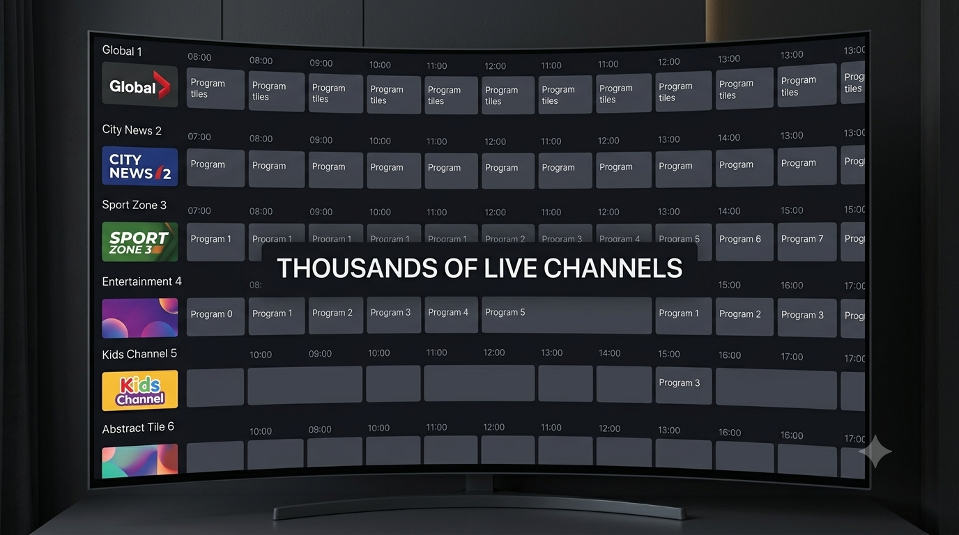 Thousands of live channels with EPG on ONX IPTV